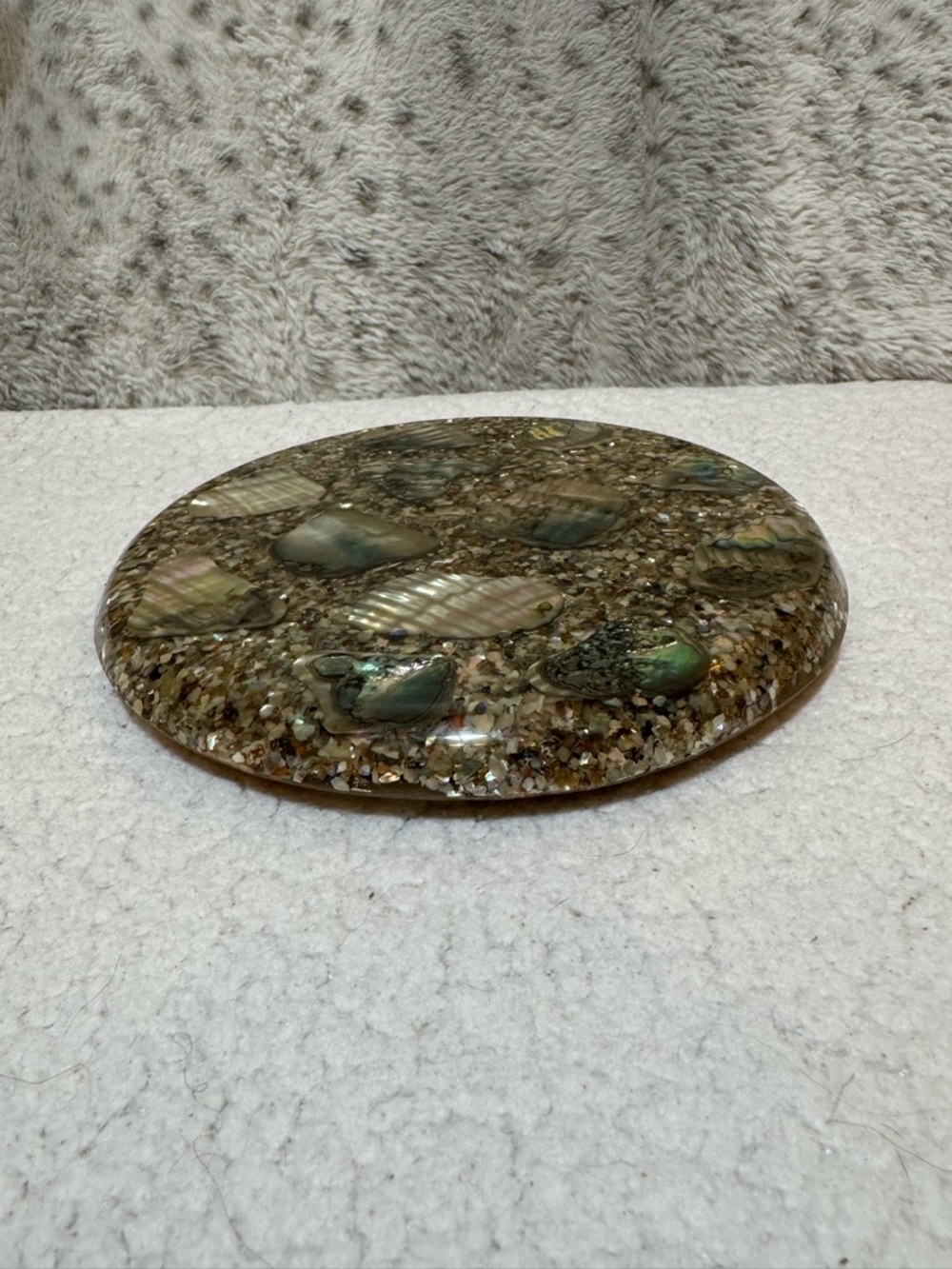 Vintage Plympton's Genuine Abalone Lucite Hot Plate Trivet 7” - Picture 3 of 9